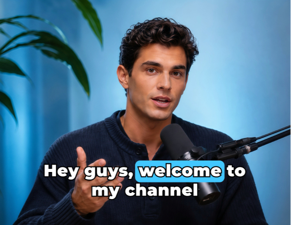Creator recording a video with AI captions